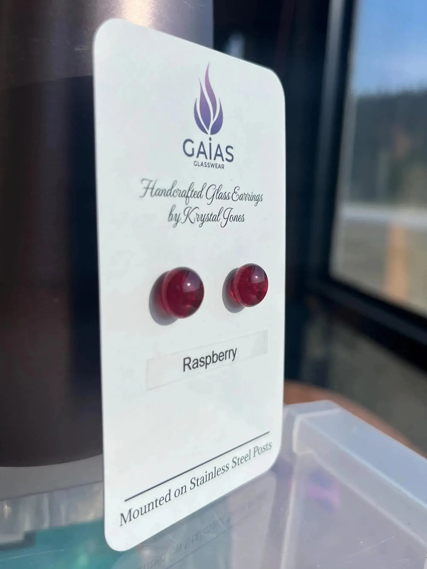 Raspberry | Fused Glass Stud Earring