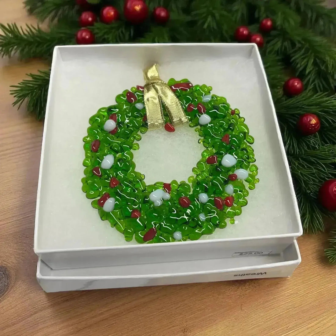 Handmade Glass Christmas Wreath Ornaments — Now Available!