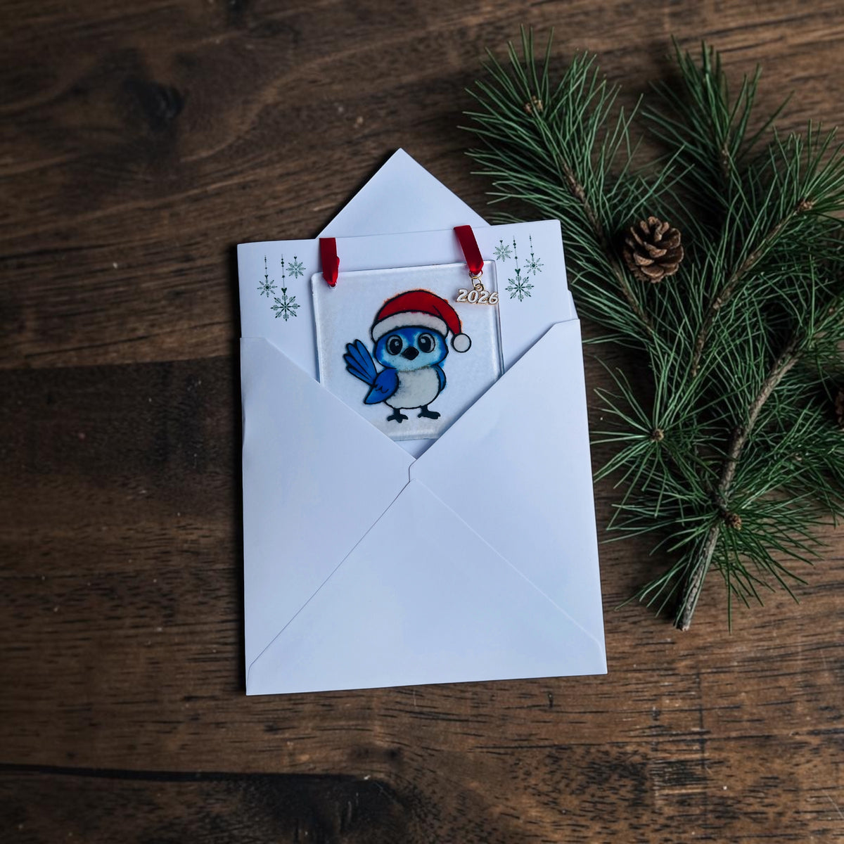 Blue Jay Fused Glass Ornament
