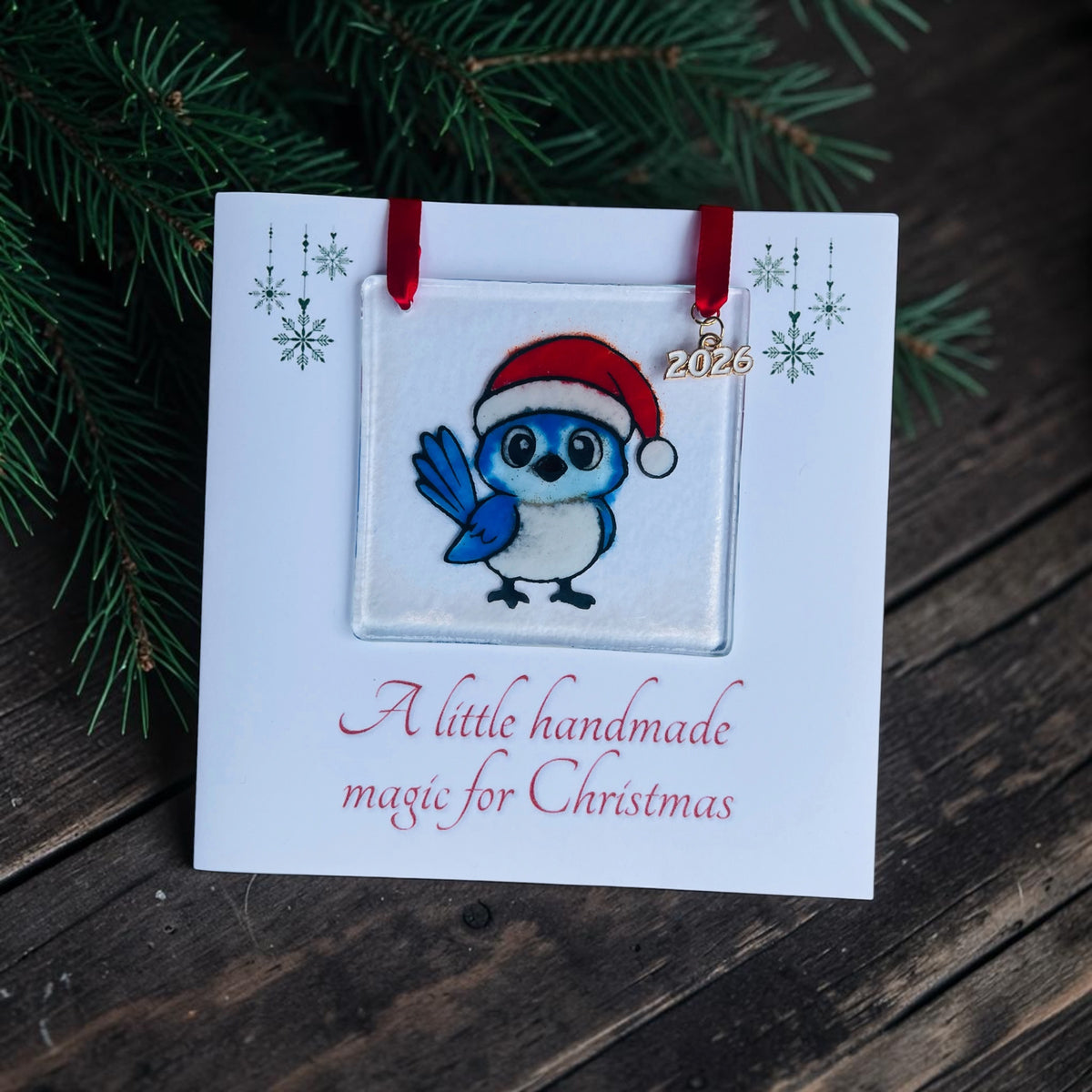 Blue Jay Fused Glass Ornament