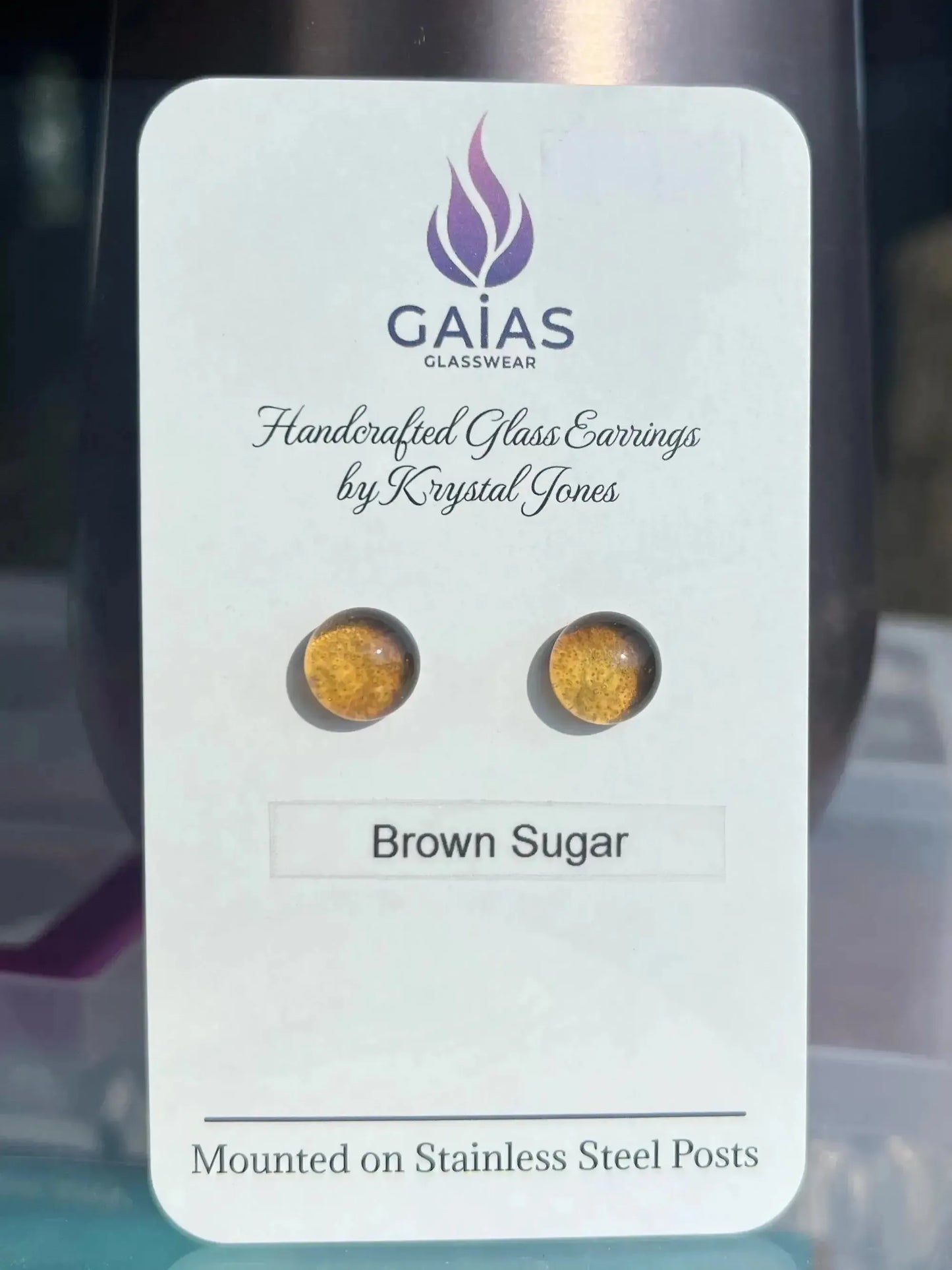 Brown Sugar | Fused Glass Stud Earring