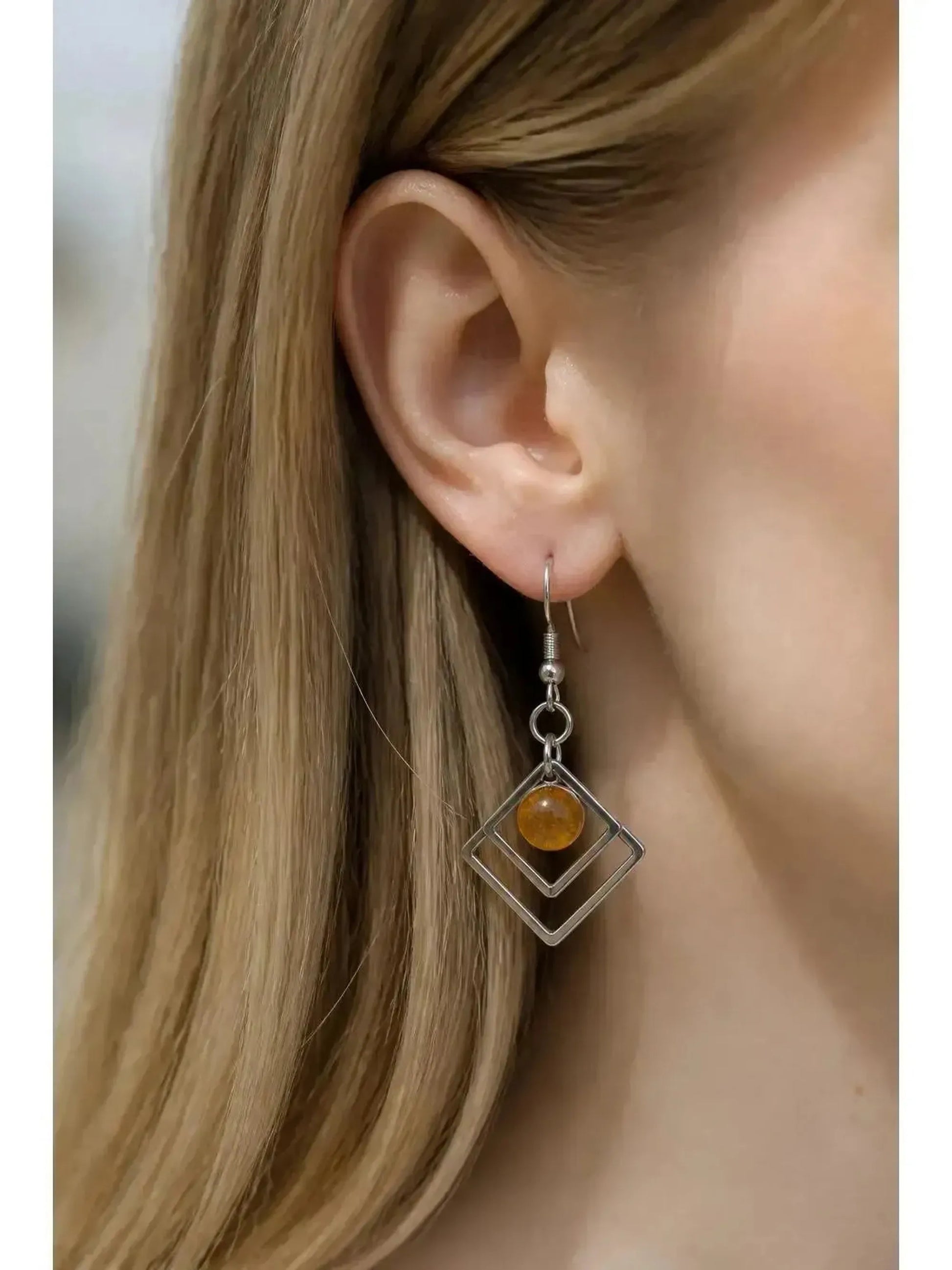 Brown Sugar | Geometric Fused Glass Earring