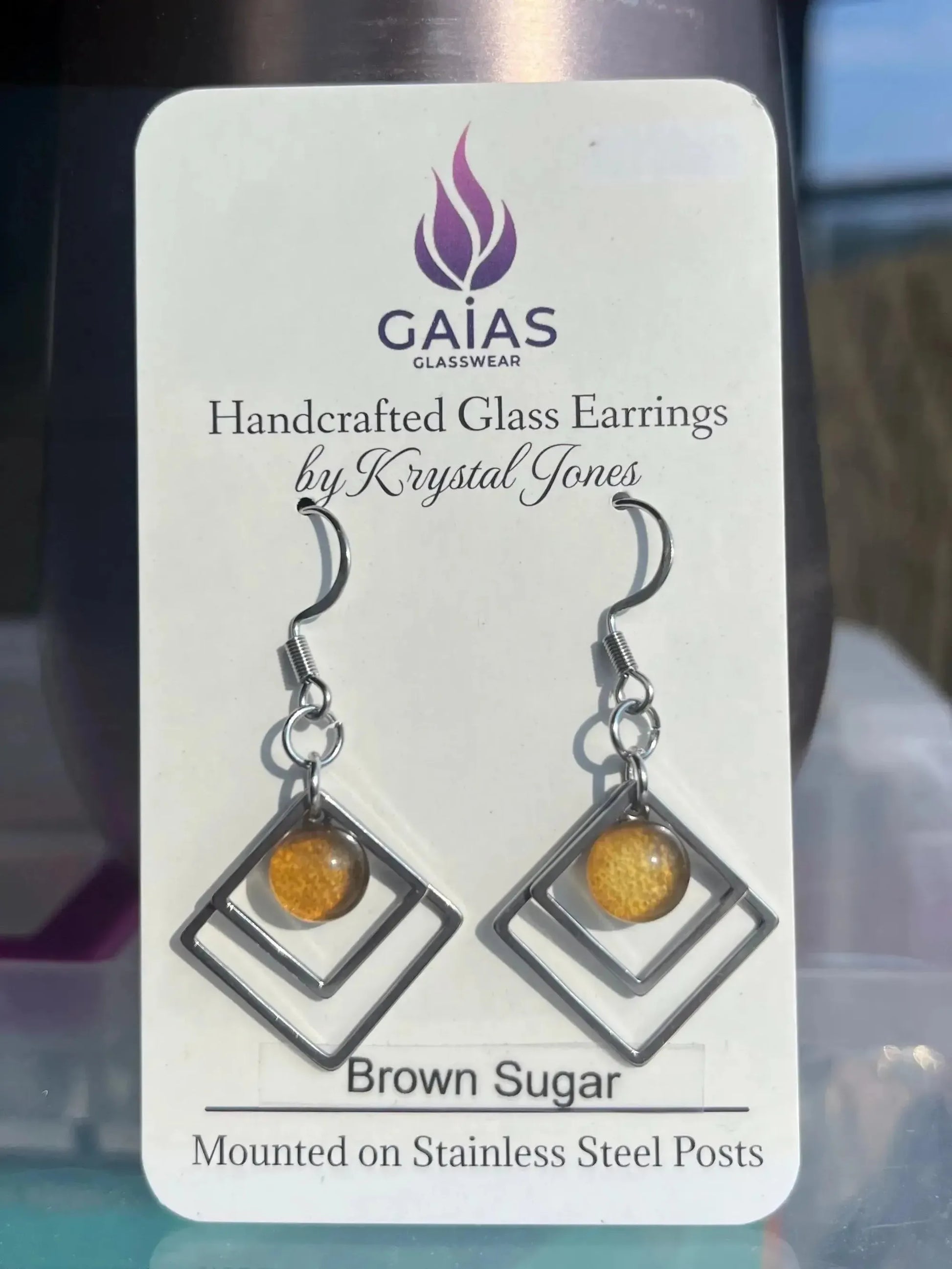 Brown Sugar | Geometric Fused Glass Earring