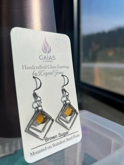 Brown Sugar | Geometric Fused Glass Earring