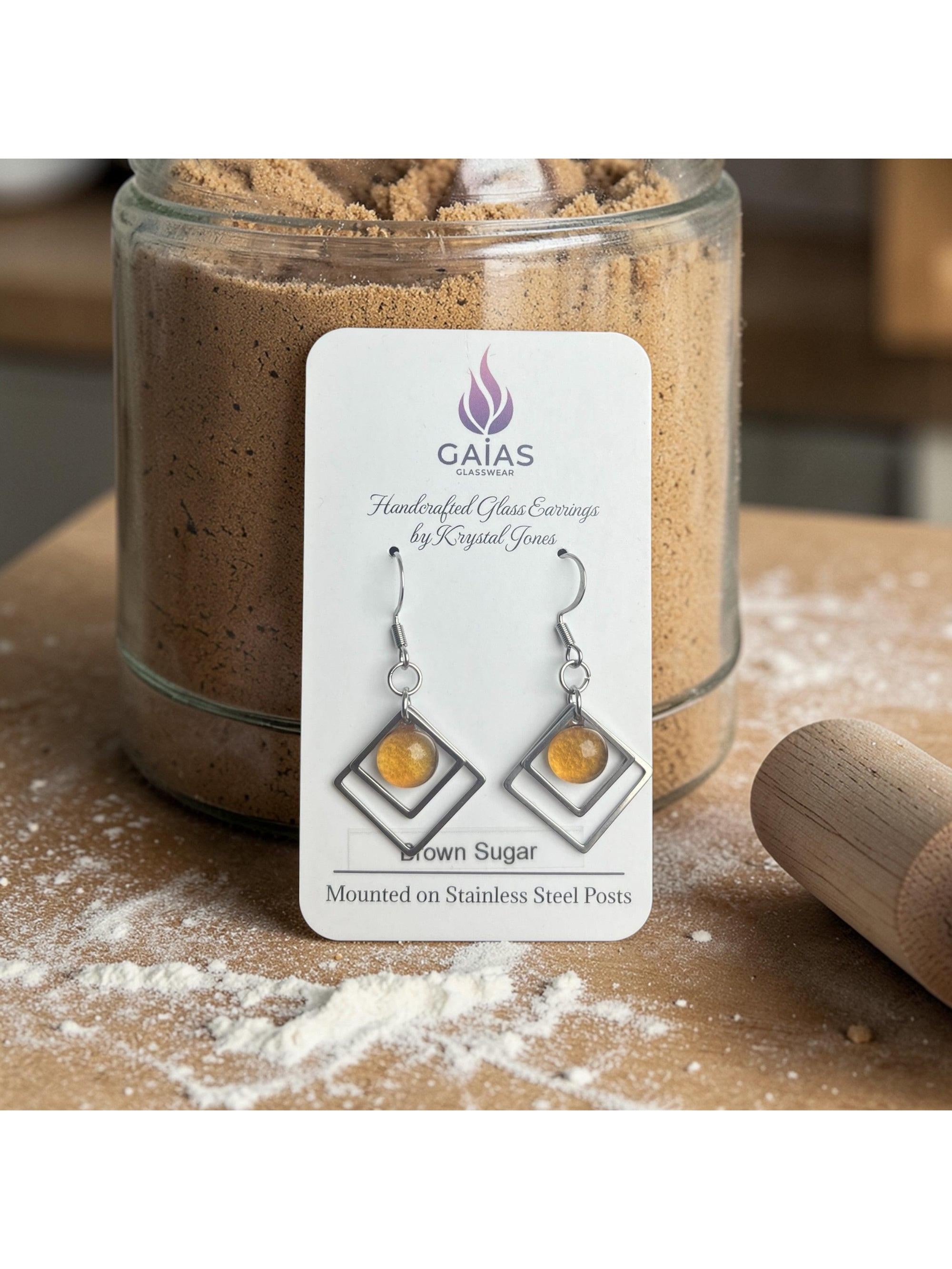 Brown Sugar | Geometric Fused Glass Earring