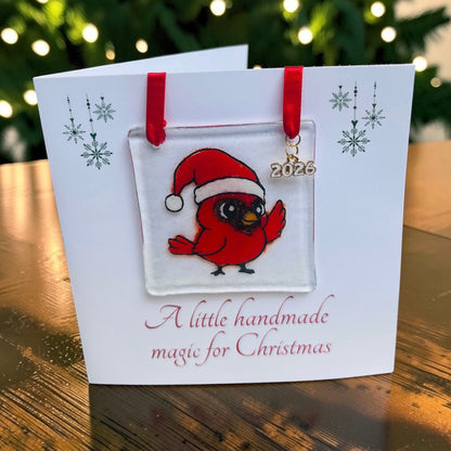 Cardinal Fused Glass Ornament