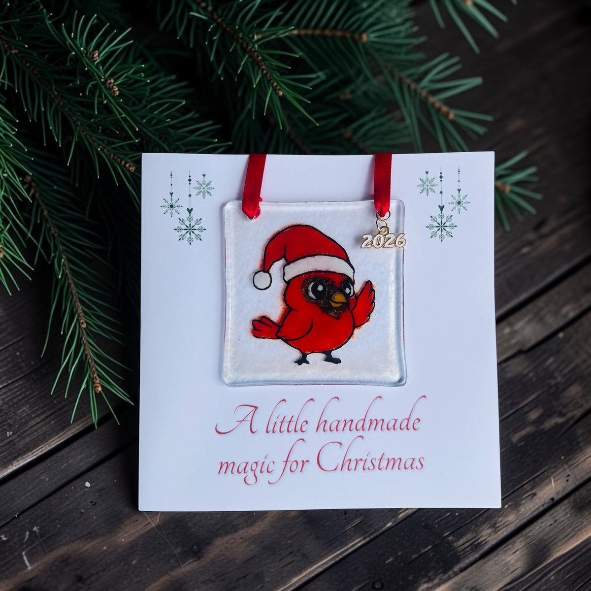 Cardinal Fused Glass Ornament