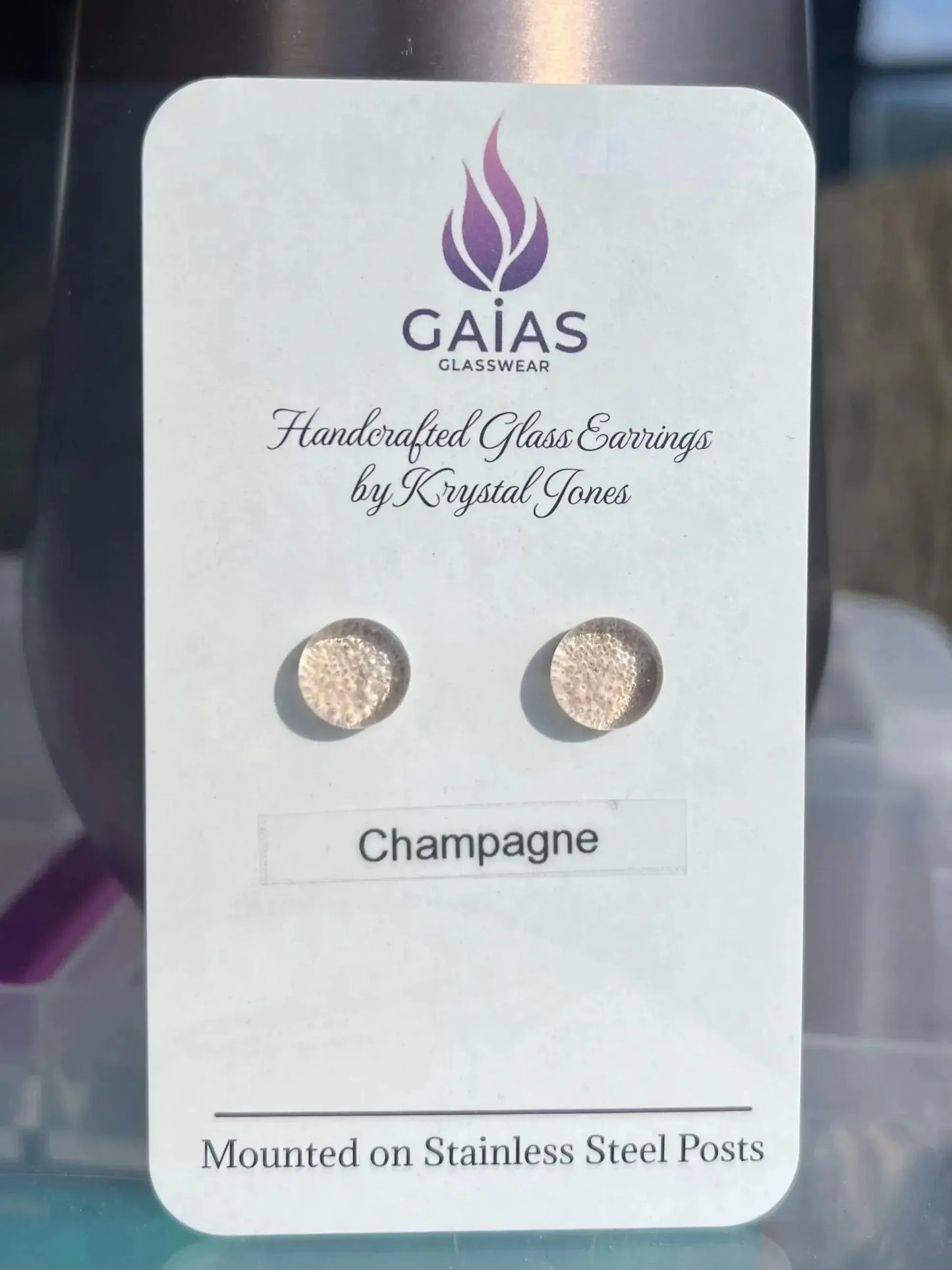Champagne | Fused Glass Stud Earring