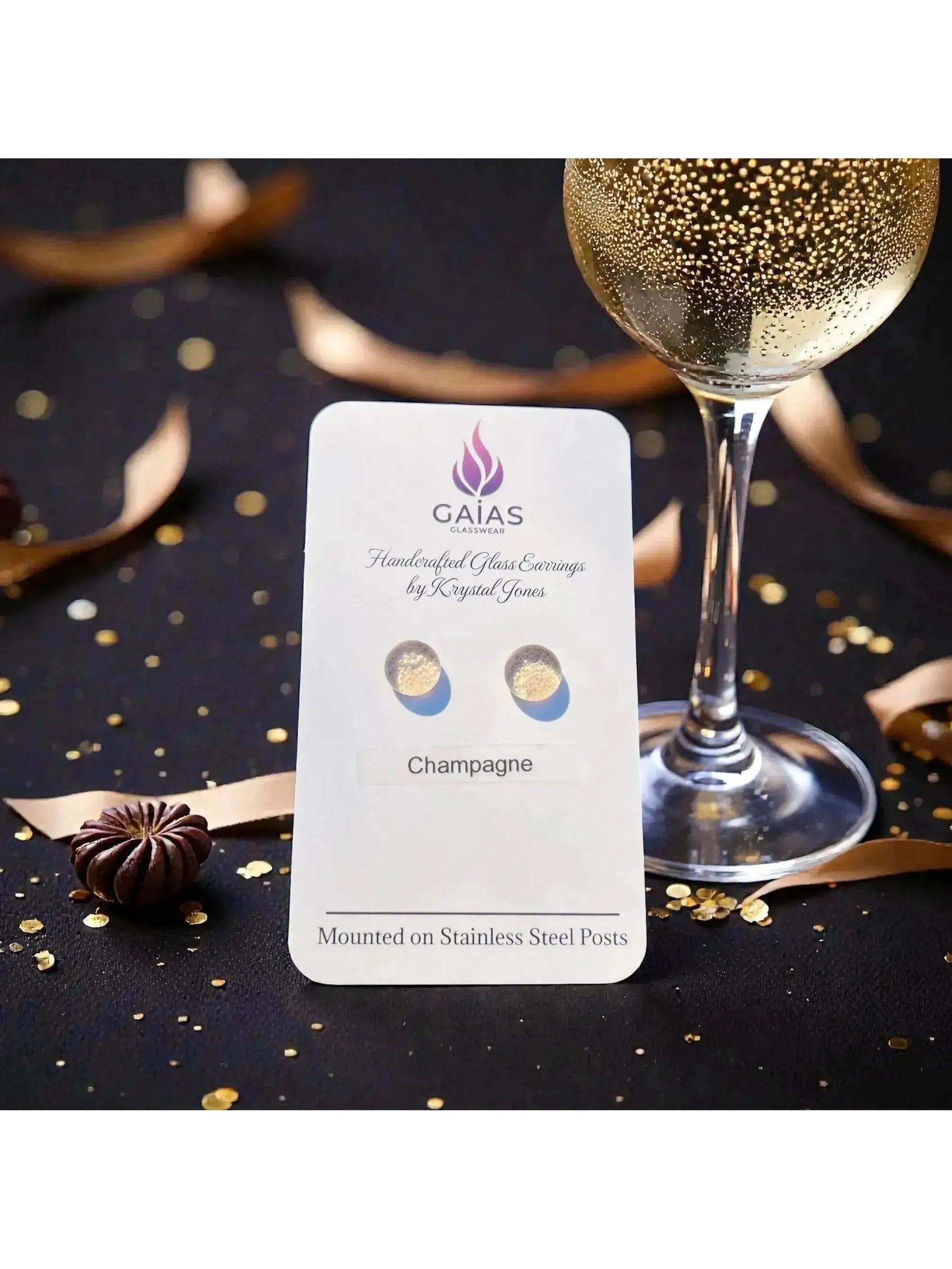 Champagne | Fused Glass Stud Earring