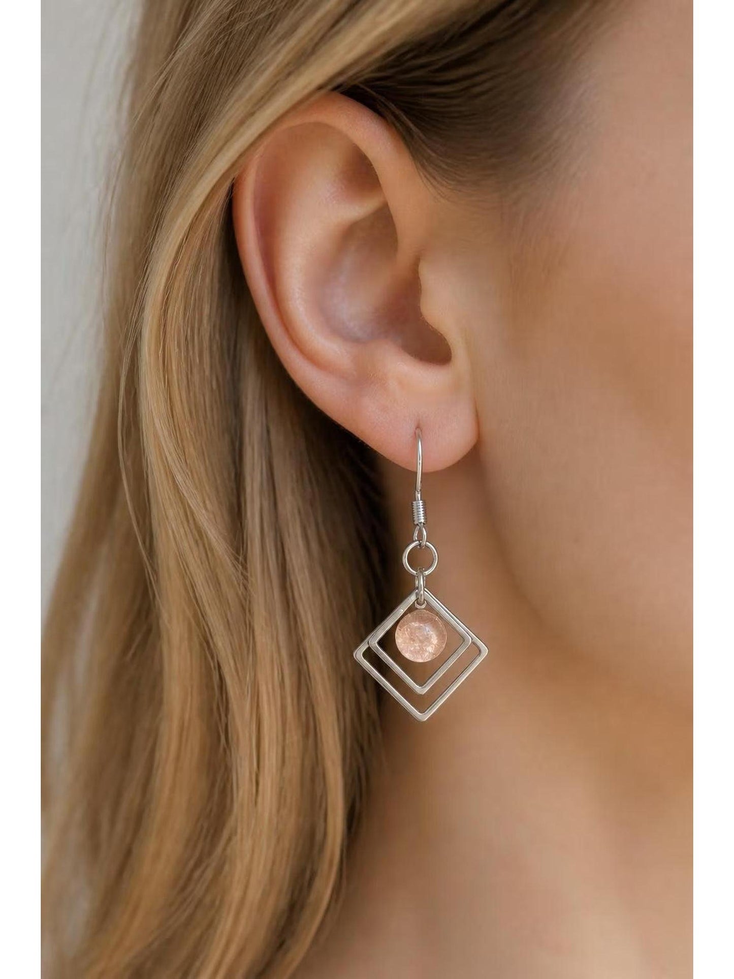 Champagne - Geometric Fused Glass Earring
