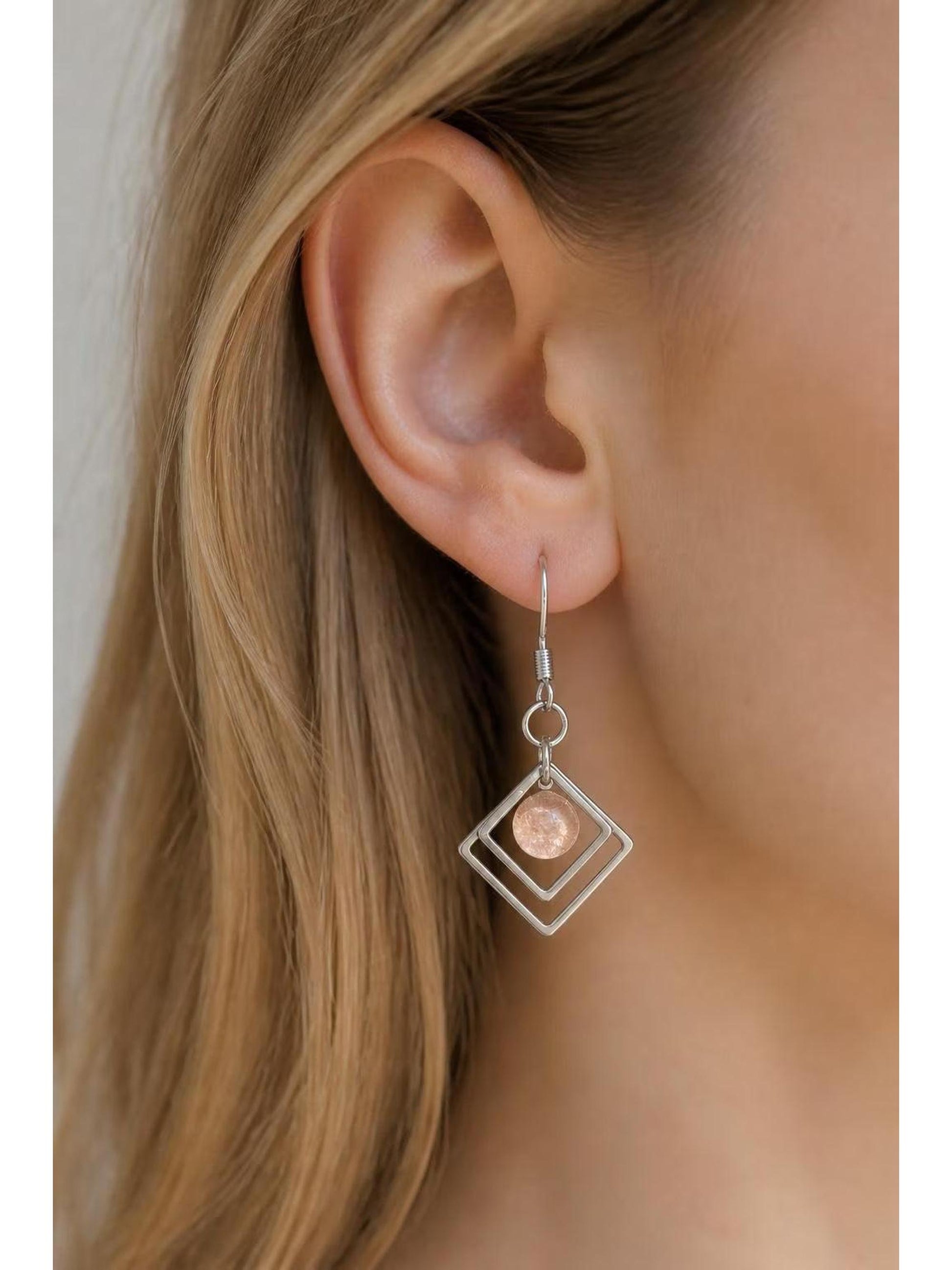 Champagne - Geometric Fused Glass Earring