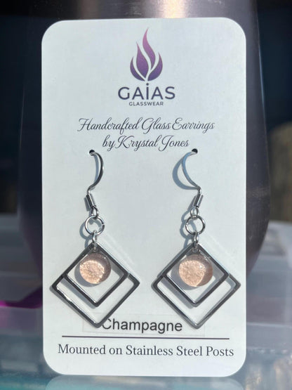 Champagne - Geometric Fused Glass Earring