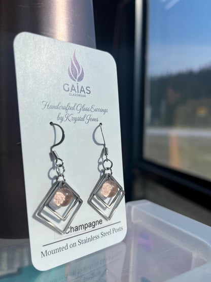 Champagne - Geometric Fused Glass Earring
