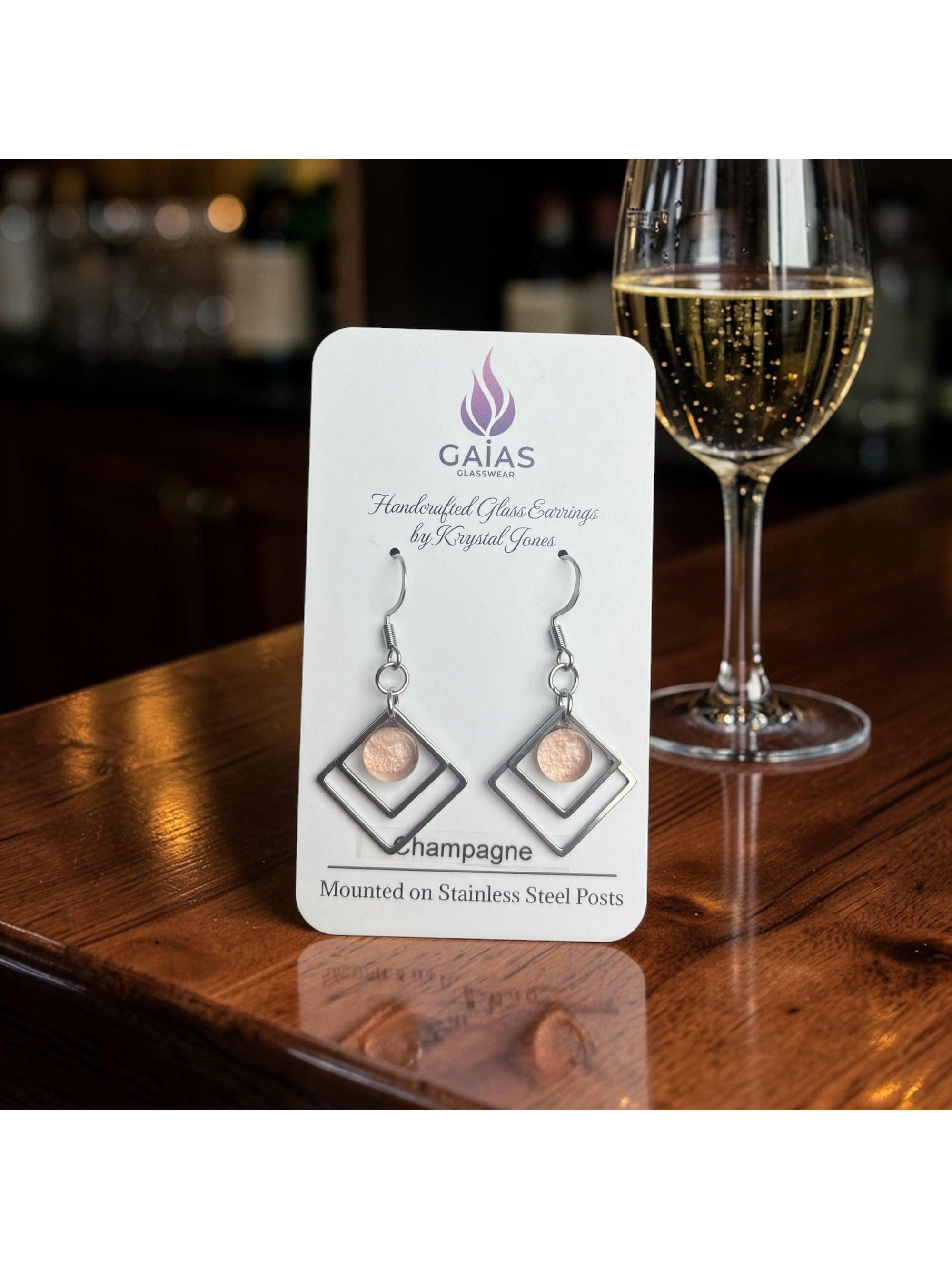 Champagne - Geometric Fused Glass Earring
