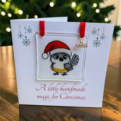 Chickadee Fused Glass Ornament