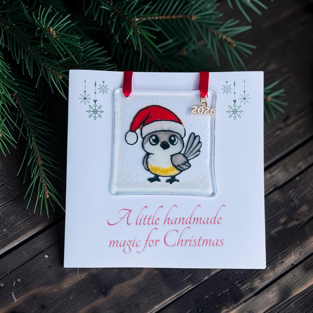 Chickadee Fused Glass Ornament