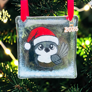 Chickadee Fused Glass Ornament