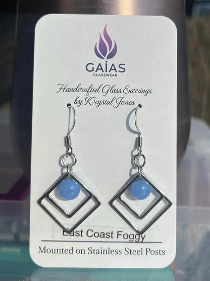 East Coast Foggy | Geometric Fused Glass Earrings