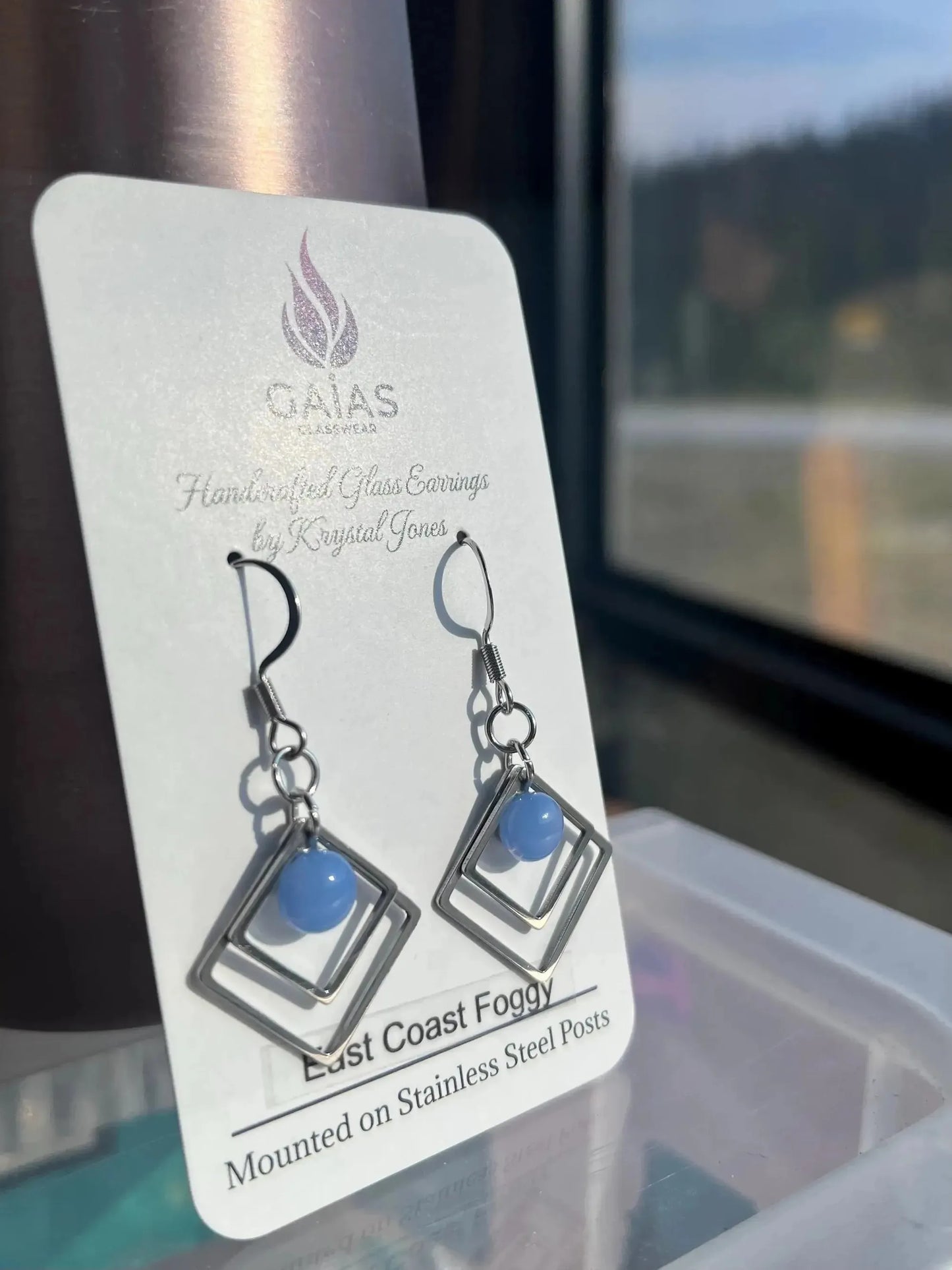 East Coast Foggy | Geometric Fused Glass Earrings