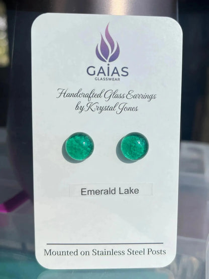 Emerald Lake | Fused Glass Stud Earrings