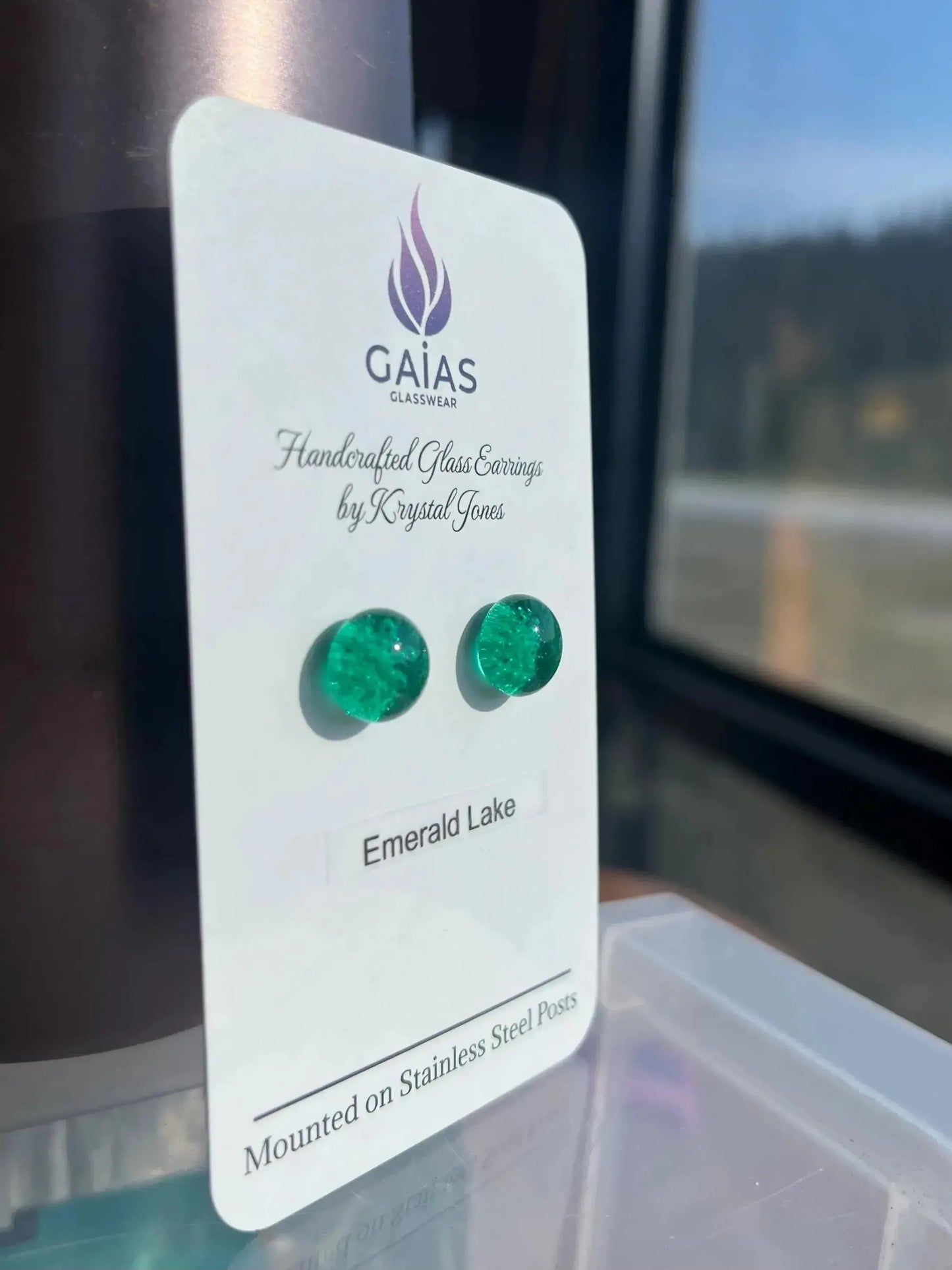 Emerald Lake | Fused Glass Stud Earrings