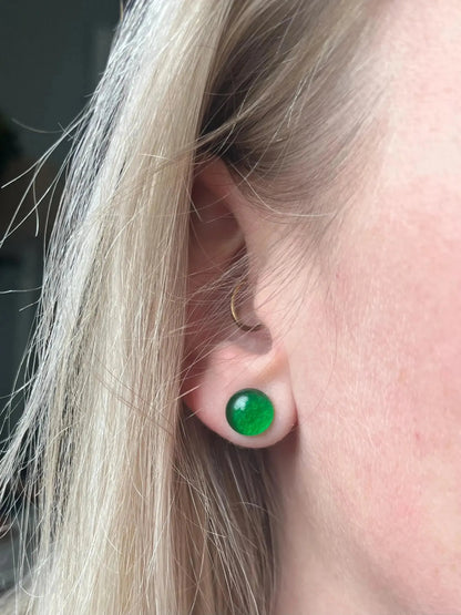 Evergreen | Fused Glass Stud Earrings