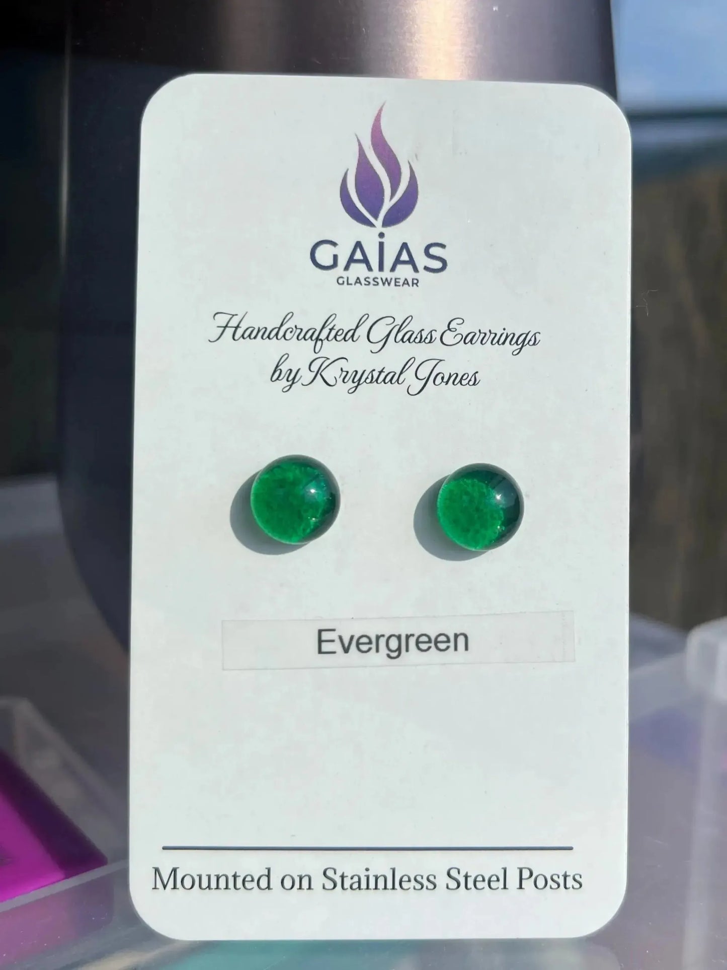 Evergreen | Fused Glass Stud Earrings