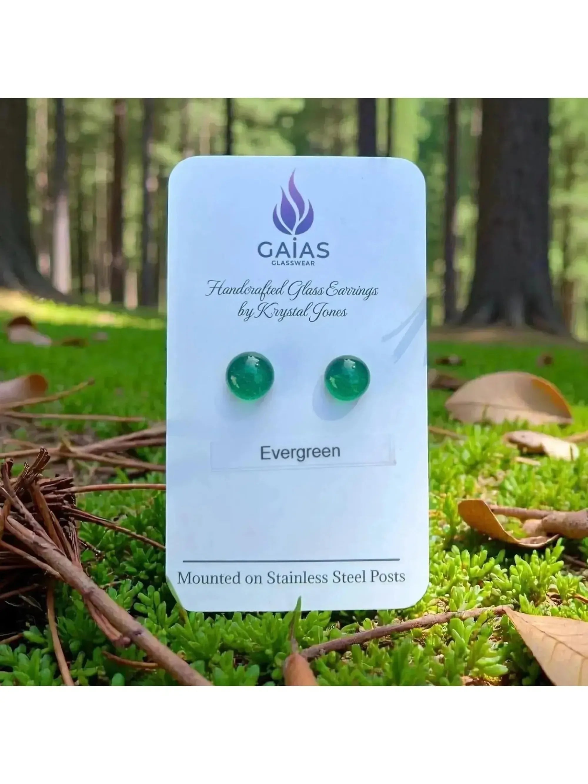 Evergreen | Fused Glass Stud Earrings