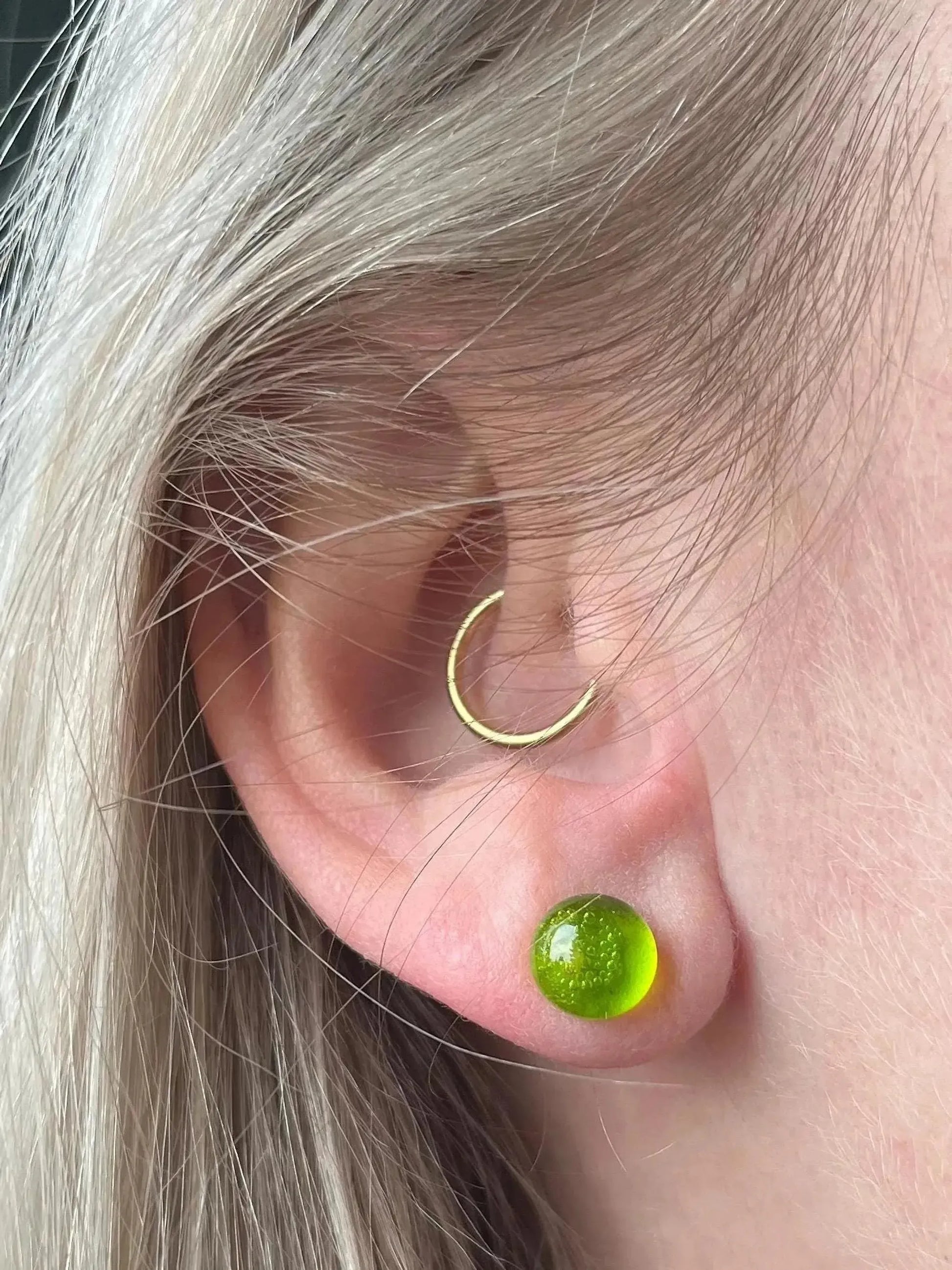 Fresh Cut Grass | Fused Glass Stud Earring