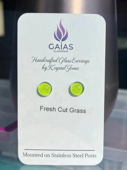 Fresh Cut Grass | Fused Glass Stud Earring