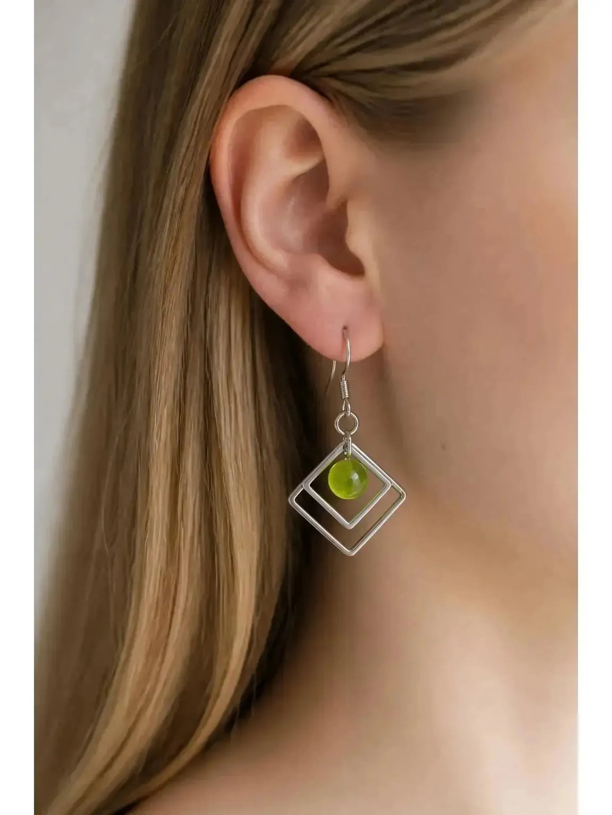 Fresh Cut Grass | Geometric Fused Glass Earring