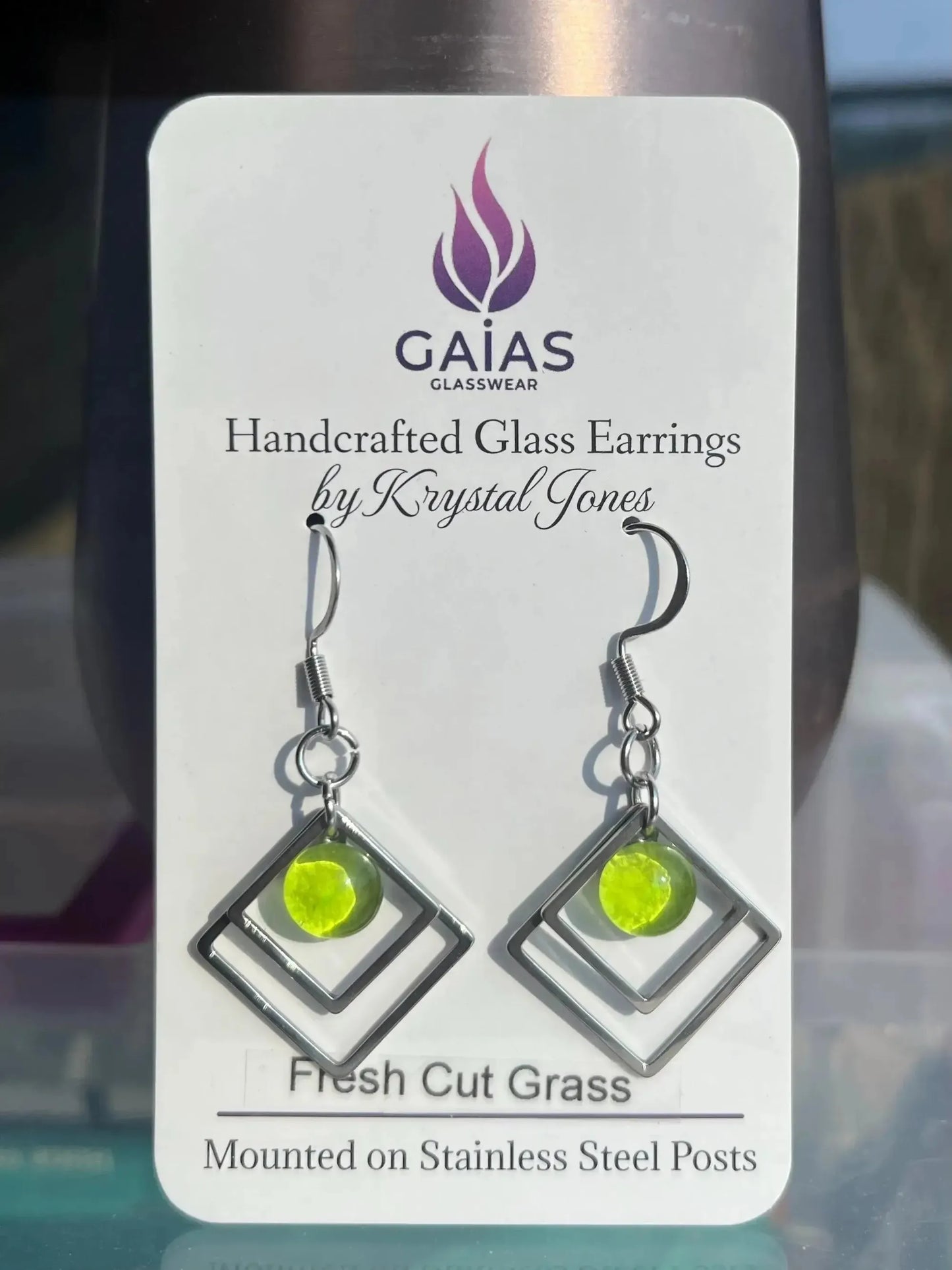 Fresh Cut Grass | Geometric Fused Glass Earring