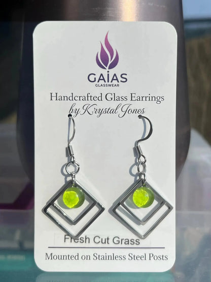 Fresh Cut Grass | Geometric Fused Glass Earring
