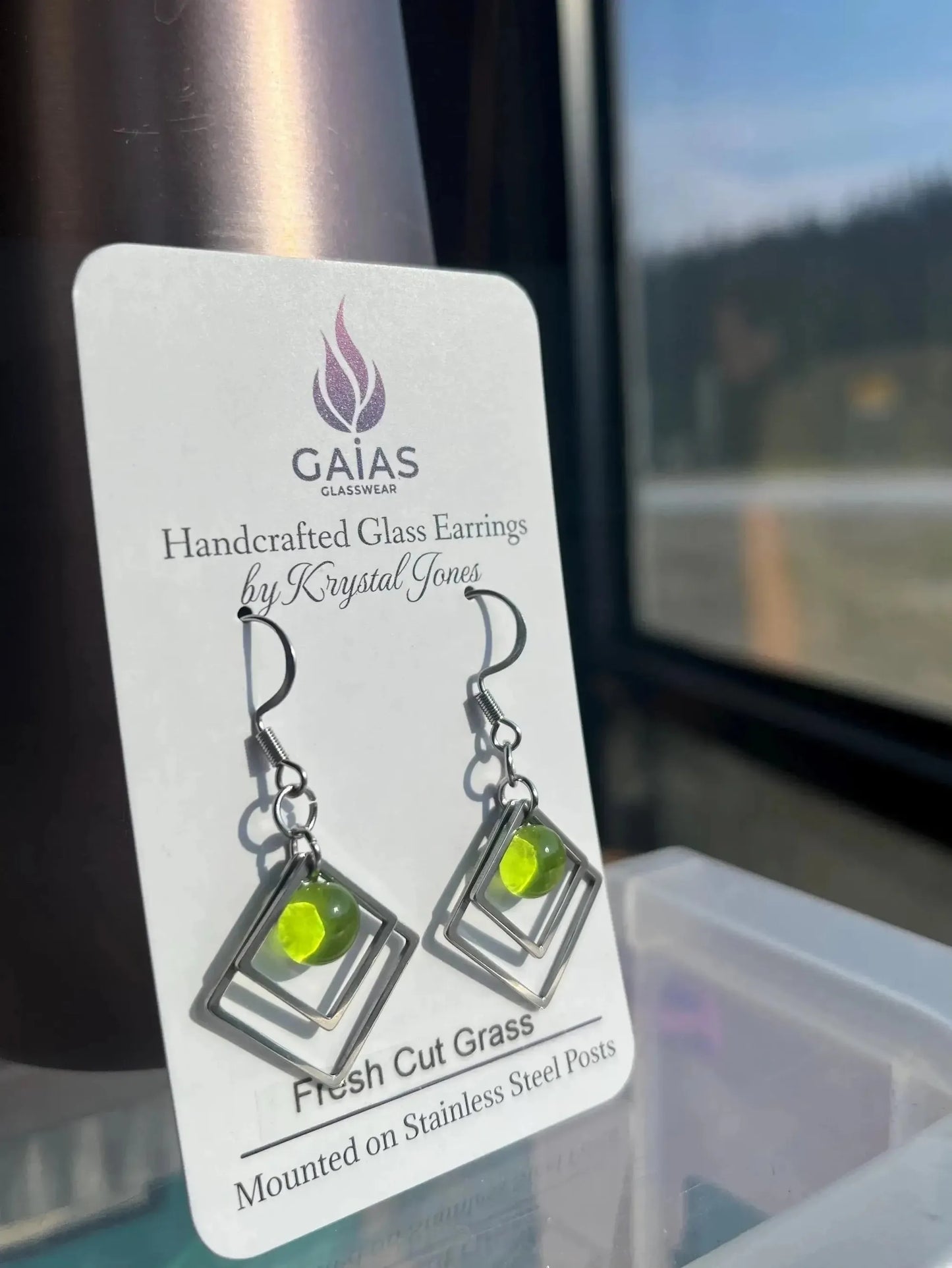 Fresh Cut Grass | Geometric Fused Glass Earring