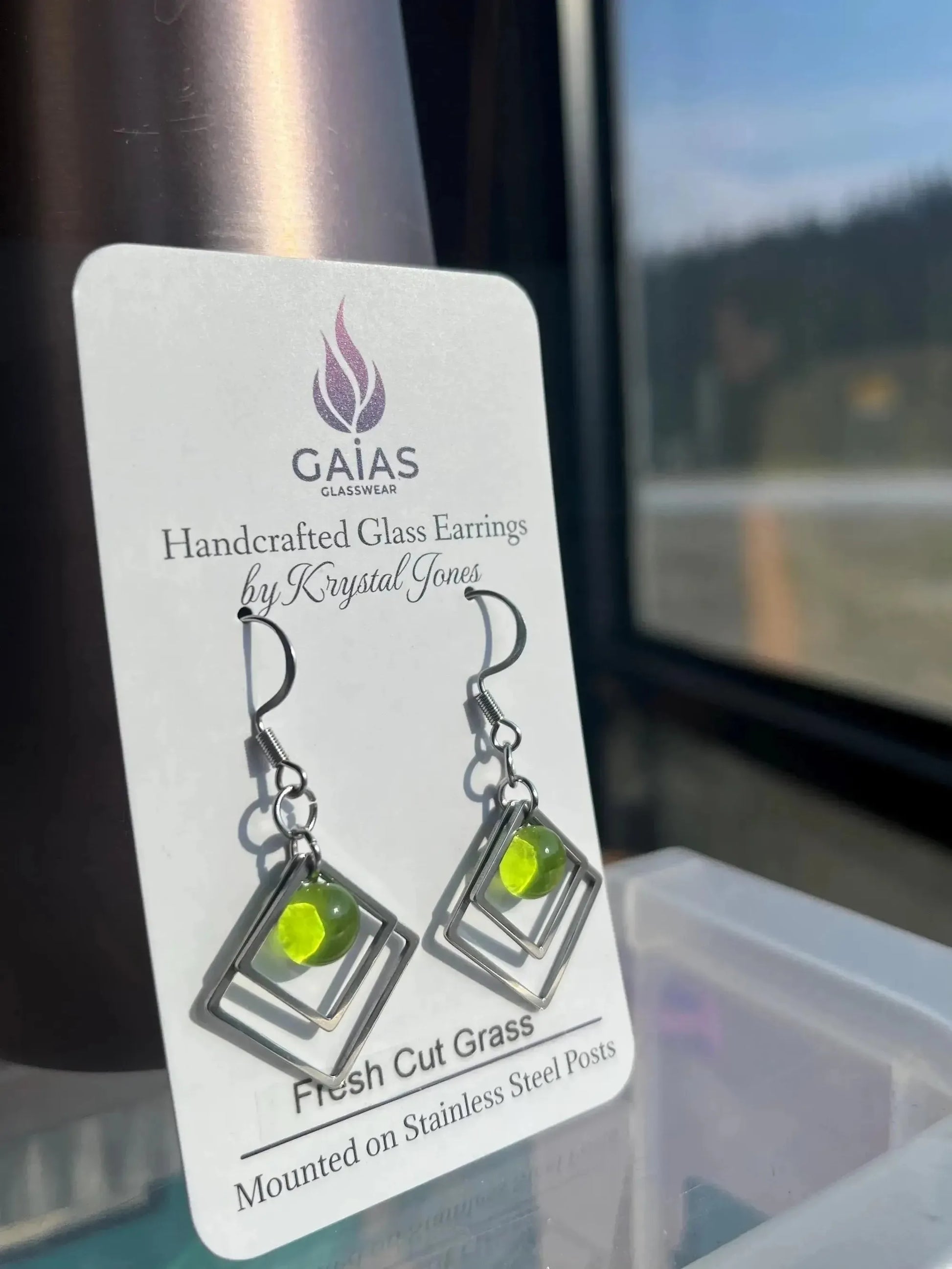 Fresh Cut Grass | Geometric Fused Glass Earring