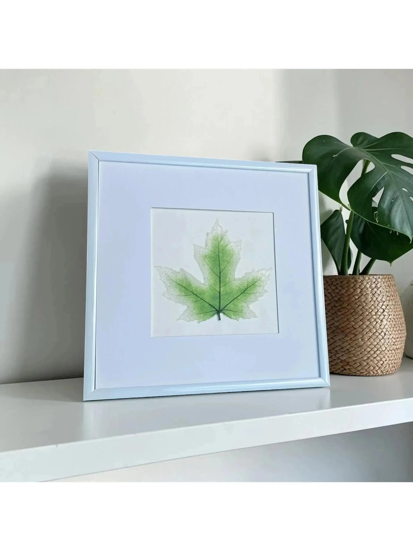 Green Glass Maple Leaf – Framed Botanical Glass Art