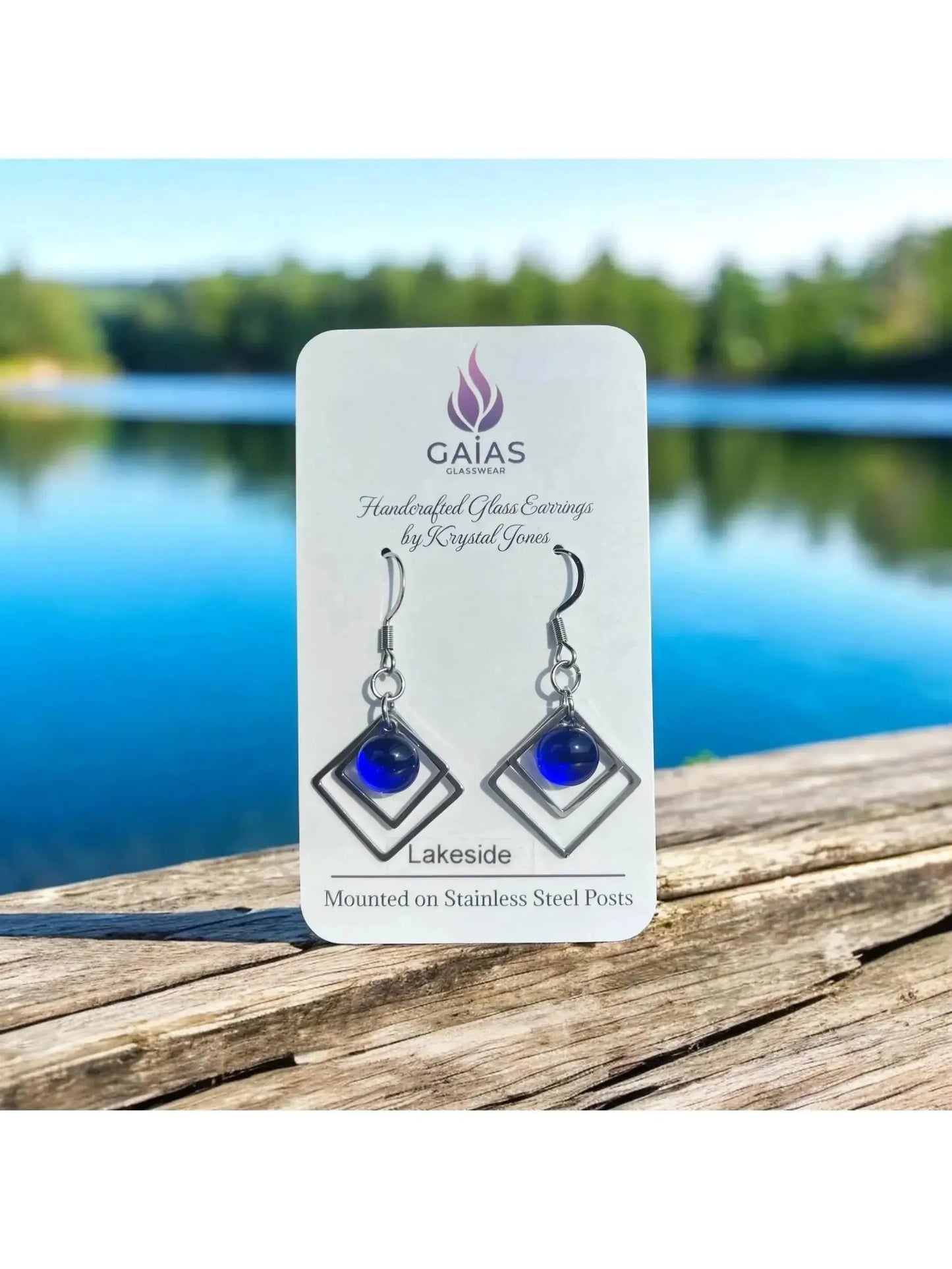 Lakeside | Geometric Fused Glass Earring