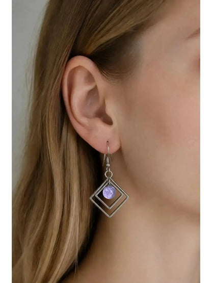 Lilac | Geometric Fused Glass Earring