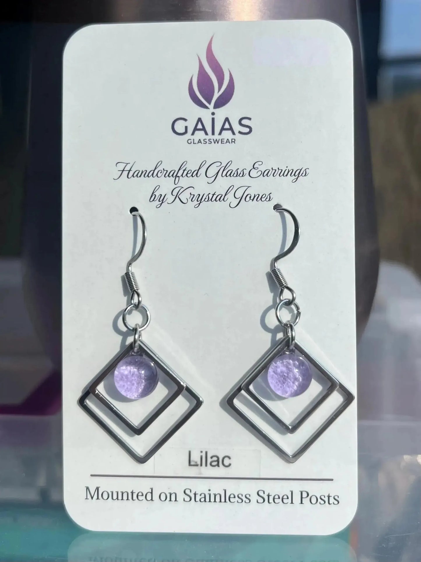 Lilac | Geometric Fused Glass Earring