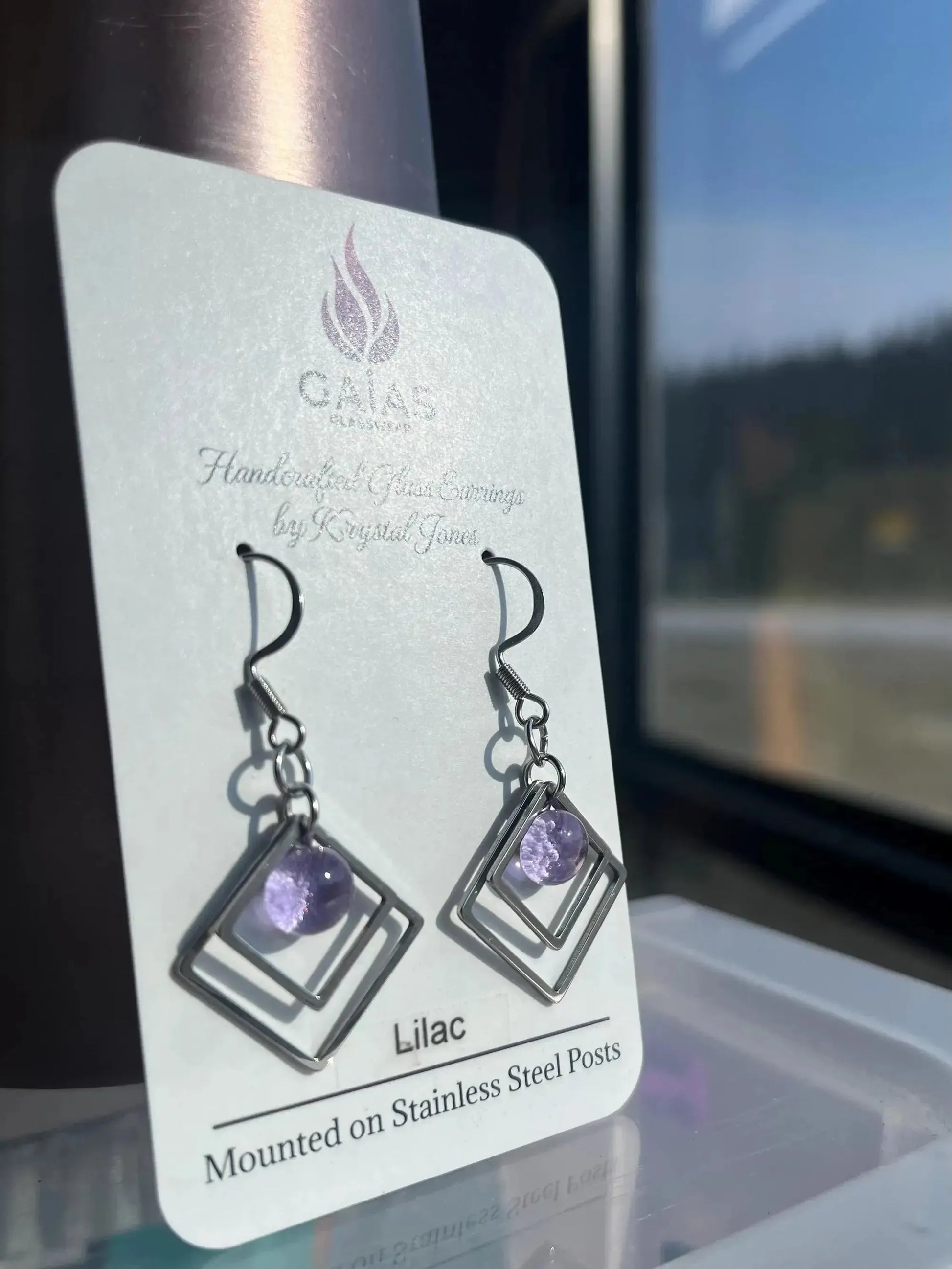 Lilac | Geometric Fused Glass Earring