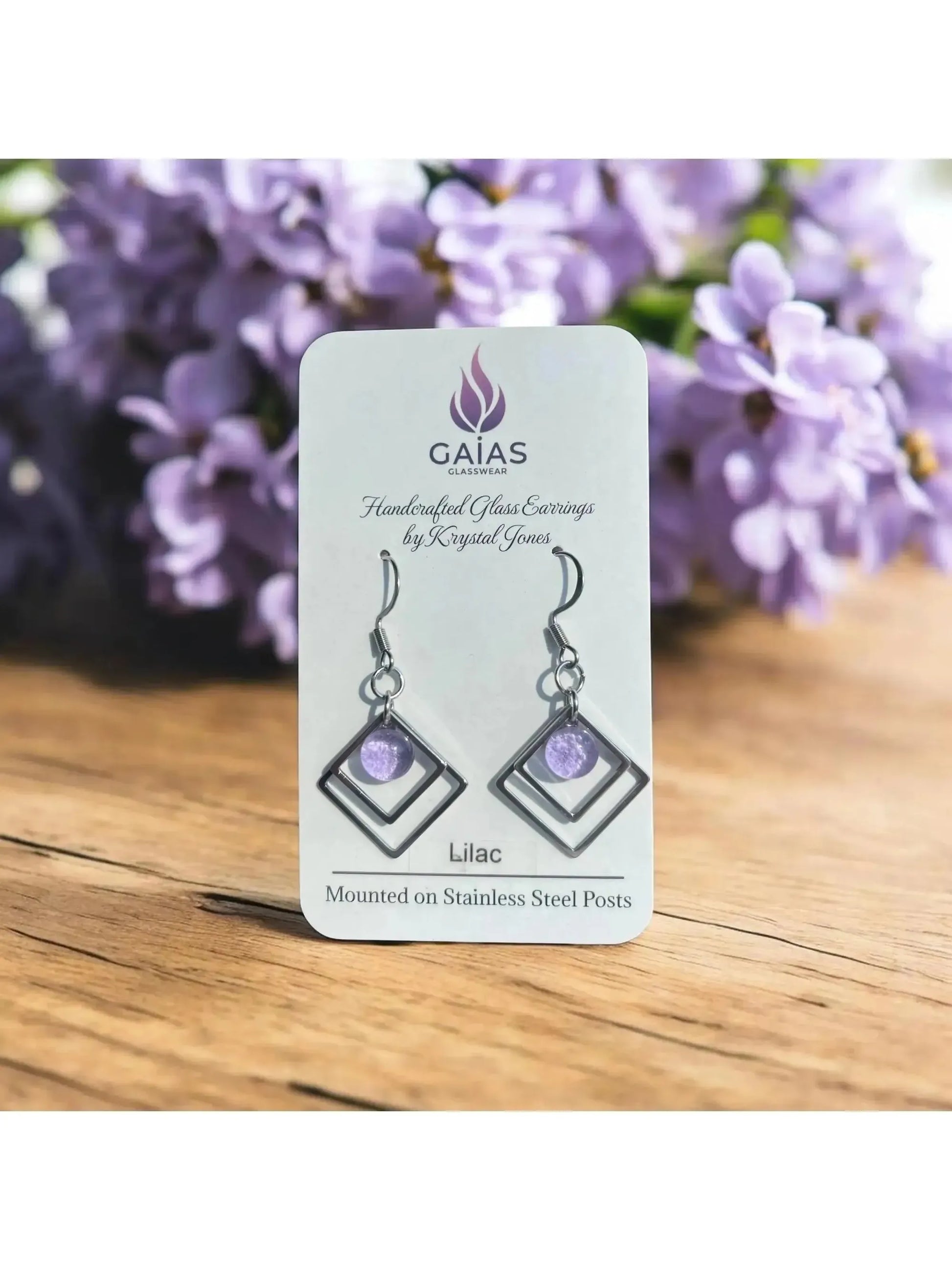Lilac | Geometric Fused Glass Earring