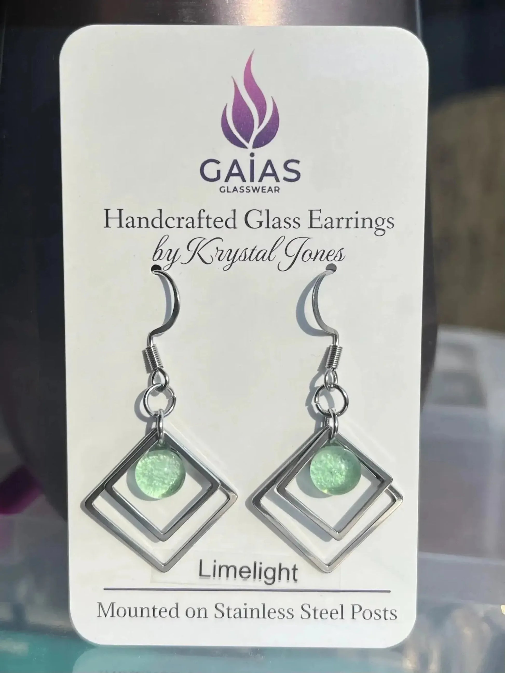Limelight | Geometric Fused Glass Earring