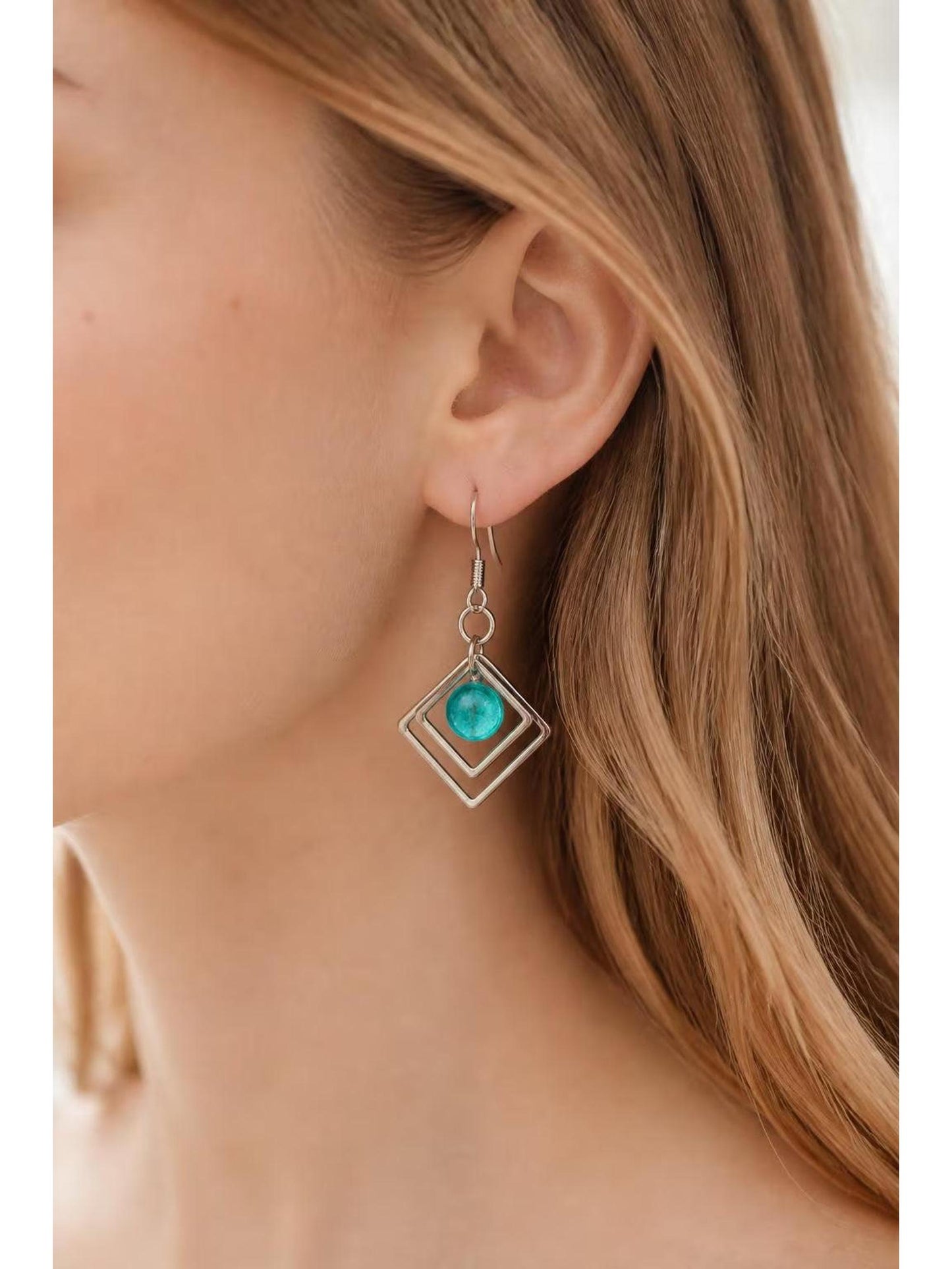 Moraine Lake | Geometric Fused Glass Earring