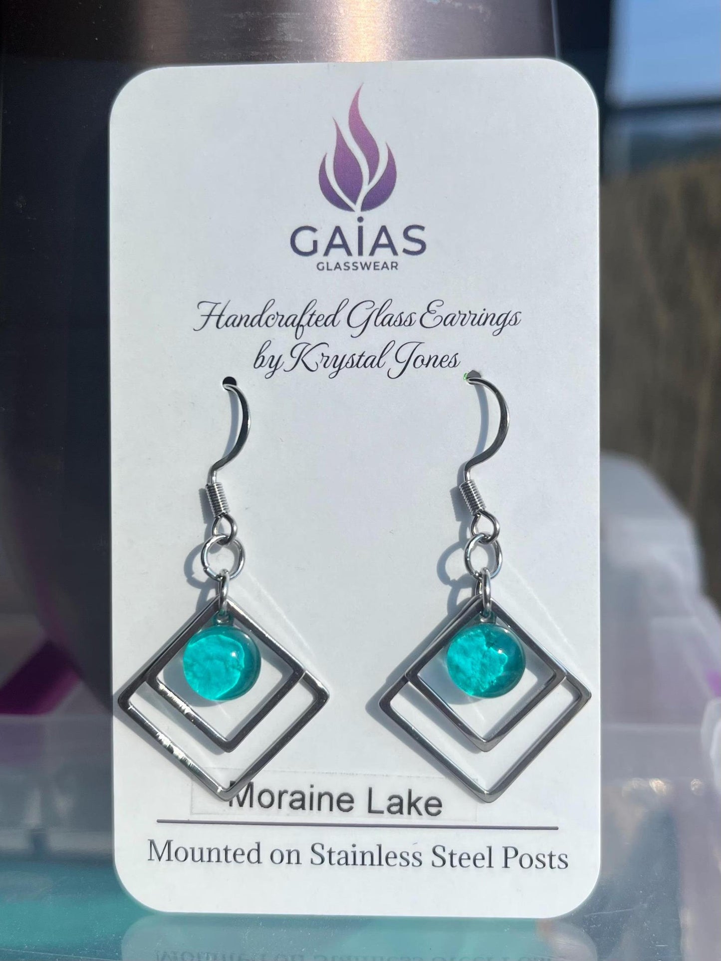 Moraine Lake | Geometric Fused Glass Earring