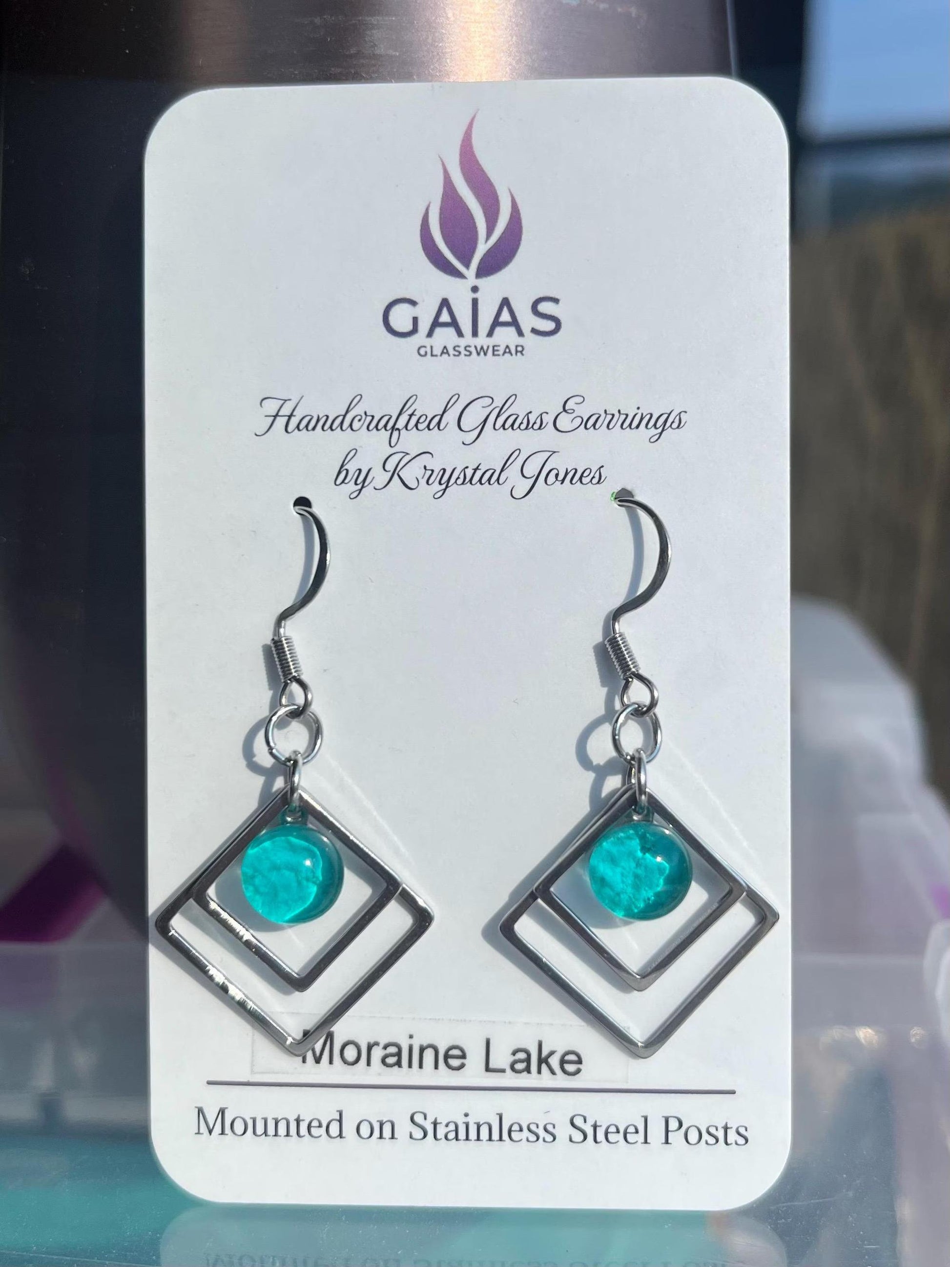 Moraine Lake | Geometric Fused Glass Earring