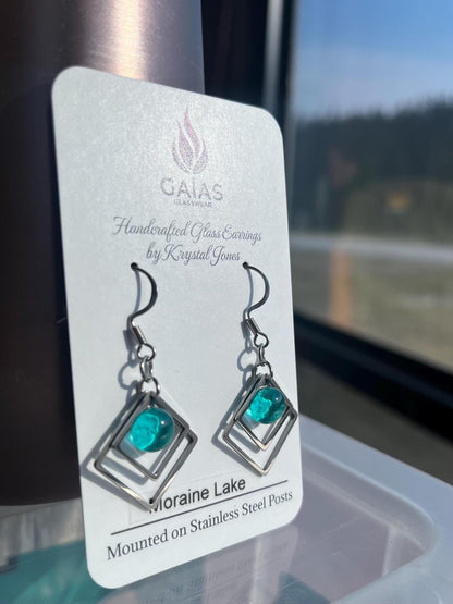 Moraine Lake | Geometric Fused Glass Earring