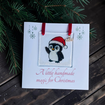 Penguin Fused Glass Ornament