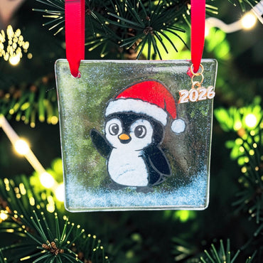 Penguin Fused Glass Ornament