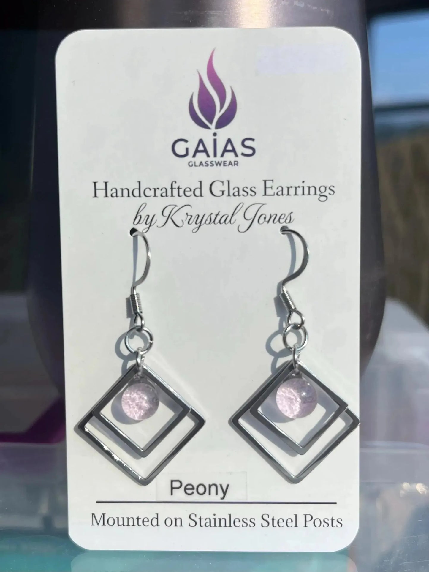 Peony | Geometric Fused Glass Earring