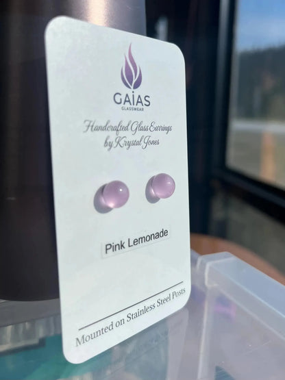 Pink Lemonade | Fused Glass Stud Earrings